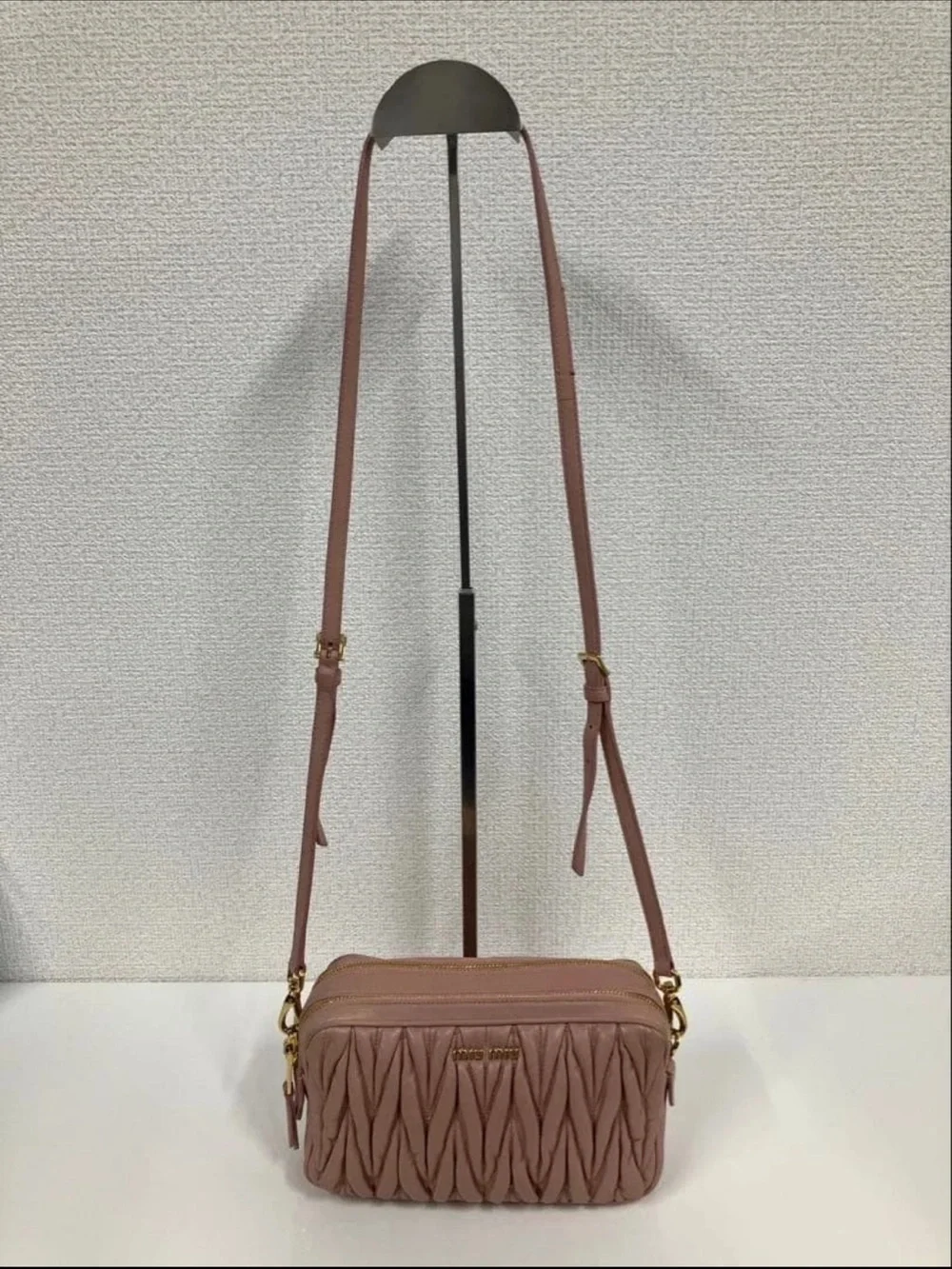 Miu Miu Pink Matelassé Leather Crossbody Bag